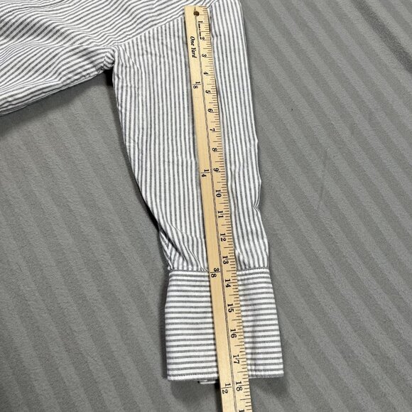 Everlane Shirt Mens Medium Gray Stripe Button Up Organic Cotton Long Sleeve - Picture 11 of 12